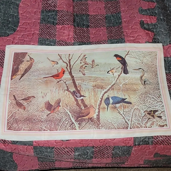 National Wildlife Federation Scarf Winter Marsh Wetlands Birds 12x42" - Picture 1 of 7